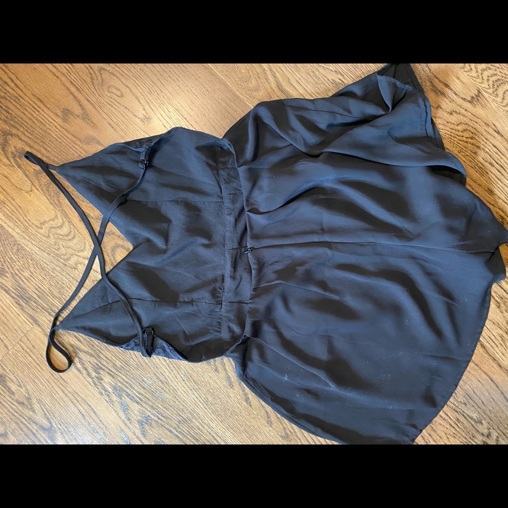 Black lace top romper